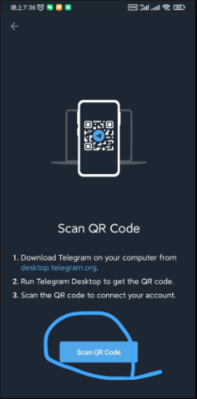 Telegeram纸飞机软件怎么进入到二维码页面